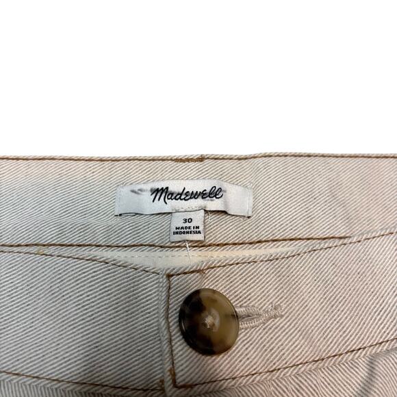 Madewell Dean Easy Straight Linen Blend Pants Bone Cuffed Size 30 - Picture 8 of 10